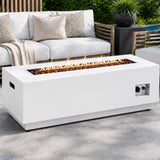 Garvee Propane Fire Pit Table, 48-Inch Rectangular White Table with 50,000 BTU Burner, 304 Stainless Steel Fire Bowl, Hidden Tank and Removable Lid for Patio Heating - 深灰色（含盖子）