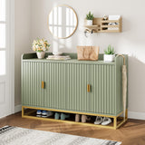 Garvee Modern Fluted Sideboard Buffet Cabinet - 47.2 Inch - Adjustable Shelves - Multi-Functional Storage Cabinet with Doors for Dining Room, Kitchen, Entryway, Living Room - Matt Gray Green