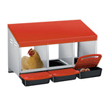 Garvee 3-Compartment Galvanized Steel Chicken Nesting Box – Roll-Away Tray & Support Stand, Orange - Orange