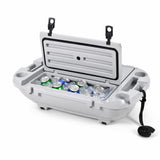 Garvee 40L Floating Cooler for River, Lake & Pool, 42.5QT Rotomolded LLDPE Ice Chest with Tow Rope & 4 Cup Holders, Heavy-Duty Drift Marine Beverage Cooler for Kayak, Boating, Camping, Cool Gray - Cool Gray
