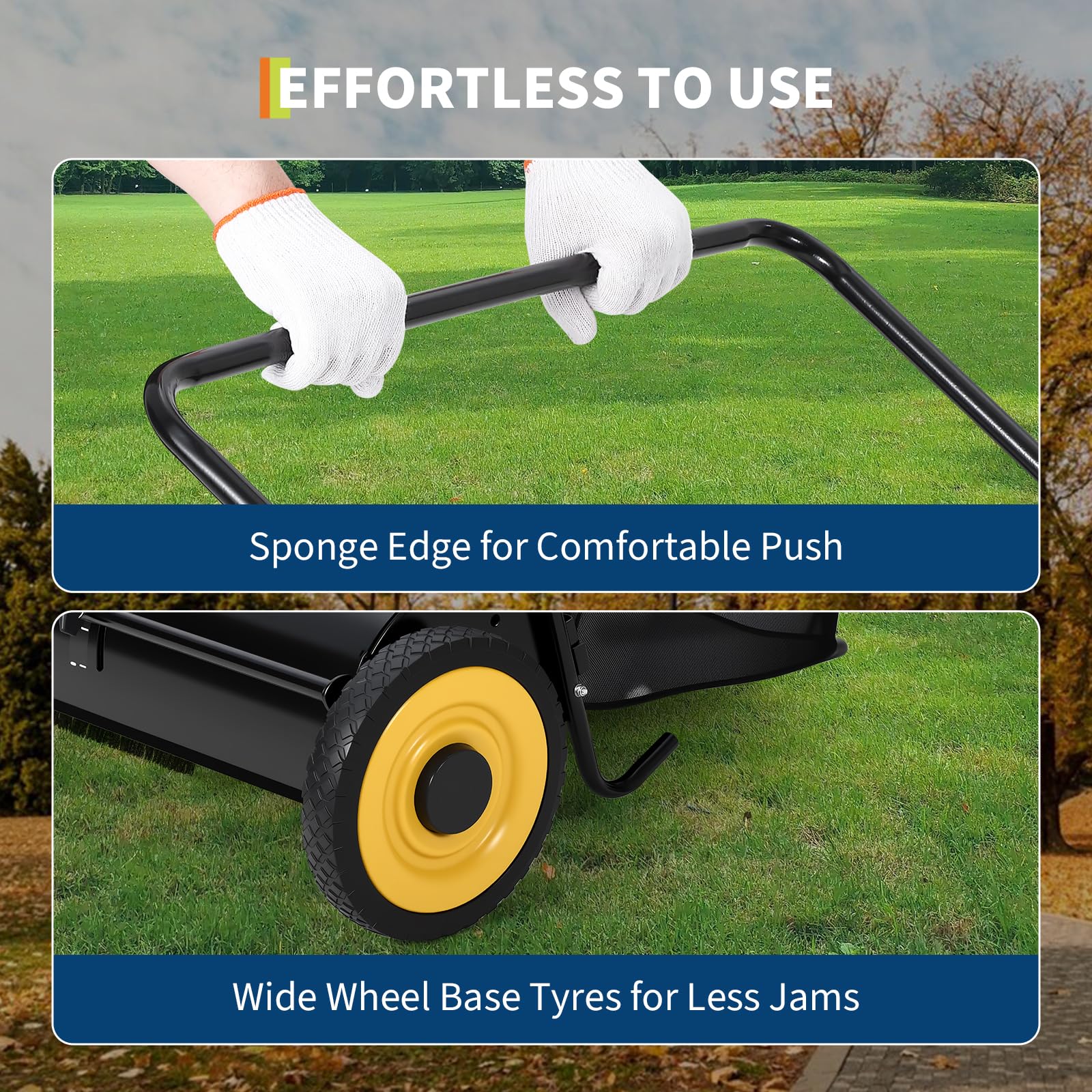 Garvee 21 Inch Push Lawn Sweeper Leaf Grass Collector With 4