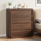 Garvee 4 Drawers Nightstand for Bedroom, 39in Tall Small End Side Table with Large Storage & Anti-Tip Design, Modern Bedside Table Organizer for Living Room, Entryway - Walnut - Walnut