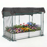 Garvee 8 x 4 x 1 FT Galvanized Raised Garden Bed with Crop Cage, 60% Shade Cloth, Zippered Mesh Doors & Pest Barrier for Vegetables, Herbs and Flowers, Silver