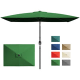 Garvee 10' x 6.5' Rectangular Patio Umbrella – Outdoor 6-Rib Market Parasol with Crank Handle & Push Button Tilt, UV Sun Shade for Garden, Deck, Lawn, Pool – Dark Green - Dark Green