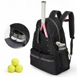 Garvee High-quality Tennis Backpack for 2 Rackets – Spacious Water-Resistant Bag with Ventilated Shoe Compartment, Multiple Pockets, Fence Hook – For Men & Women – Black, 20.47" × 15.75" × 9.06" - Black