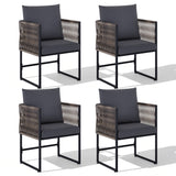 Garvee Patio Dining Chairs for Garden & Balcony, 2-Pack PE Rattan Outdoor Chairs with Cushions, Weather-Resistant Frame and Black Finish