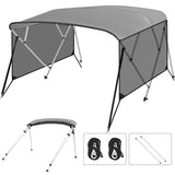 GARVEE 4 Bow Bimini Top for Boat, 8 ft x 54 in x 91-96 in, Marine-Grade 600D Waterproof PU-Coated Canvas with Translucent Side Curtains, 1 in Aluminum Frame & Rear Support Poles