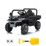 Garvee 12V Kids Ride on Dump Truck with Parent Remote Control, Single Seater Electric Farm Truck for Kids, Powered Dump Bed, Double Opening Doors, Suspension, LED Lights, MP3 & Horn,Black - Black