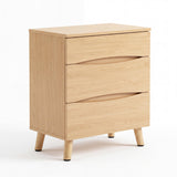 Garvee Compact 3-Drawer Bedside Cabinet Bedside Table - Space-Saving Storage End Table Cabinet, Sturdy Frame, Easy Assembly - Natural Wood Color - Natural Wood