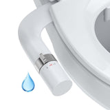 Garvee Non-Electric Ultra-Slim Dual Nozzle Bidet Attachment for Toilet Seat - Rear & Feminine Wash - Self-Cleaning Cold Water Spray - Adjustable Pressure - Easy Install - Chrome Knob + White Body - Chrome Switch