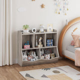 Garvee Kids Wooden Bookshelves & Toy Storage Cabinet Set – 2-Tier Freestanding Organizer, Multi-Functional Bookcase for Bedroom, Playroom, Nursery, or Study Room, Easy Assembly, Gray, Set of 2