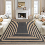 Garvee Modern Geometric Easy Jute Rug, Non-Slip Non Shedding Thin Indoor Outdoor Rug, Boho Farmhouse Washable Area Rug for Front Porch Bedroom Patio - Black Coffee