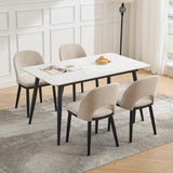 Garvee Modern Upholstered Dining Chairs Set of 2 – High Back, Deep Seat, Linen Fabric, Sturdy Wooden Legs, Comfortable for Dining Room, Kitchen, Restaurant, or Cafe – Beige, Hollow Backrest, 2-pack Linen | Beige | Hollow backrest - Beige With Openwork