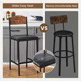 Garvee Modern Bar Stools Set of 4 – 25.2'' Counter Height PU Leather Upholstered Chairs with Backrest & Footrest, Wide Square Seat, Stylish Dining Chairs for Kitchen Island or Dining Room, Easy Assembly – Brown, Vintage Color, 4-Pack Bar Chairs