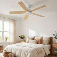 Garvee Modern 52" Ceiling Fan in Hanging Bar Design with 3-Color Temperature LED Light, Quiet Reversible DC Motor and Remote for Bedroom, Living Room and Dining Room, White & Yellow