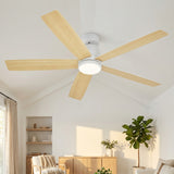 Garvee Modern 52" Ceiling Fan in Hanging Bar Design with 3-Color Temperature LED Light, Quiet Reversible DC Motor and Remote for Bedroom, Living Room and Dining Room, White & Yellow - White & Yellow