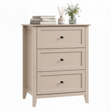Garvee Modern 3-Drawer Dresser Chest, 27.5" Wide Wooden Storage Cabinet for Bedroom or Apartment - Compact Space-Saving - Easy Assembly - Khaki - Khaki