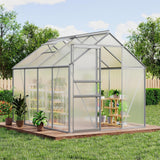 Garvee Walk-in Greenhouse 6x8 FT Aluminum Frame with Roof Vent Rain Gutter Sliding Door Perfect for Outdoor Patio Backyard Garden Apartment Balcony - Natural