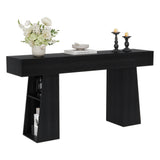 Garvee 63" Entryway Table, Console Table for Entryway, Wood Sofa Table with Hidden Side Storage, Modern Hallway Table for Living Room, Foyer, Black