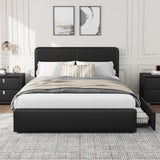 Garvee Upholstered Platform Bed Frame with Headboard, Storage Drawers, Noise-Free, Wooden Slats, Easy Assembly, No Box Spring, Bedroom - Black