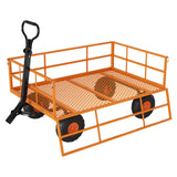 Garvee Garden Cart, 1200 lbs Heavy Duty Steel Utility Wagon with Removable Mesh Sides, 13" Wheels and 180° Pull Handle for Yard, Orange