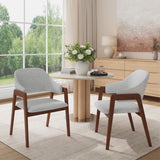 Garvee Modern Upholstered Dining Chairs with Arms, Ergonomic Curved Backrest, Sturdy Solid Wood Legs for Kitchen & Dining Room - Gray, Set of 2 - Gray