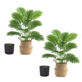 Garvee Realistic Artificial Majesty Palm Trees, 2 Pack - 32" Tall Faux Greenery in Black Pot & Woven Basket - Low Maintenance Home Decor for Living Room, Office, Housewarming Gift - Green, Size 82