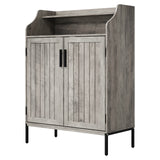 Garvee 5-Tier Modern Wooden Shoe Storage Cabinet for Entryway – Space-Saving Hidden Organizer with 2 Doors, 3 Adjustable Shelves, Tall Shoe Rack for Small Spaces, Gray