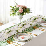 Garvee Lifelike Silk Peony Garland Set – 6Pcs Artificial Floral Runner with Flexible Mesh Backing, For Wedding Arch, Table, Wall, Staircase, Party & Home Decor – Reusable, HP-189 White