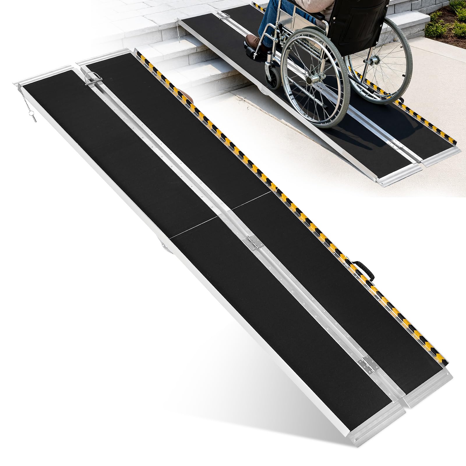 Garvee Garvee 8FT Aluminum Wheelchair Ramp Portable Folding Ramp for Stairs ...