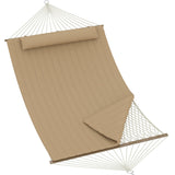 Garvee Double Quilted Outdoor Hammock, 137.8" x 78.74" 2-Person Patio Hammock with Pillow, Side Pockets & 450 lb Capacity，Tan - Tan