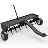 Garvee 40" Tow Behind Plug Aerator, 24 Steel Tines Core Aerator, 150 lb Weight Tray, Heavy-Duty Lawn Aerator with Universal Hitch & Pneumatic Wheels