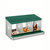 Garvee Chicken Nesting Box, 3 Room Galvanized Steel Laying Boxes, Metal Nesting Boxes for Hens with 10 Pads & 4 Fake Eggs, Easy Egg Collection, Vented Holes Poultry Nest for Chicken Coop, Green - Green