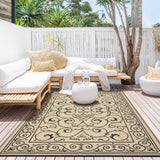 Garvee Reversible Waterproof Outdoor Rug - Plastic Straw Patio Carpet, Mark-Resistant, UV Protected, Easy to Clean, for Camping, Porch, Deck, Garden, Balcony, Black Coffee, 8x10ft - Black Coffee