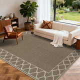 Garvee 5' x 7' Easy Jute Boho Geometric Area Rug, Washable Non-Slip Indoor Outdoor Faux Jute Rug for Living Room, Bedroom & Patio, Brown/Natural - Brown/Natural