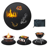 Garvee Double-Sided Fireproof & Waterproof Grill Mat – Heavy-Duty Fire Pit Deck Protector – Oil-Resistant, Reusable Pad for Patio, Outdoor & Indoor BBQ Fireplace – Black, 48-Inch - Black