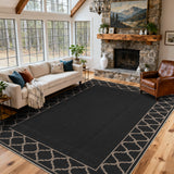 Garvee 5' x 7' Easy Jute Boho Geometric Area Rug, Washable Non-Slip Indoor Outdoor Faux Jute Rug for Living Room, Bedroom & Patio, Black Coffee - Black Coffee