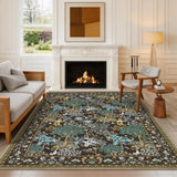 Garvee 8' × 10' Mushroom Forest Area Rug, Washable Polyester Carpet with Non-Slip Backing for Living Room, Bedroom and Dining Room, Brown - Brown