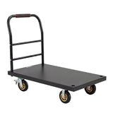 Garvee 2000 lb Heavy Duty Platform Truck, 47 x 24 in Steel Flatbed Cart - Detachable Handle - Reinforced Frame - 360° Swivel Casters for Warehouse, Garage & Workshop - Black