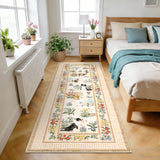 Garvee 2' × 6' Washable Rugs, Cute Animal Print Rug Soft Non Slip Washable Runner Rug for Hallway Bedroom,Stain Resistant Low Pile Bordered Long Carpet for Entrance Laundry, Beige - Beige