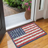 Garvee 2' × 3' 4th of July Patriotic Floral Rug, Navy/Red/White American Flag Washable Area Rug - Navy/Red/White
