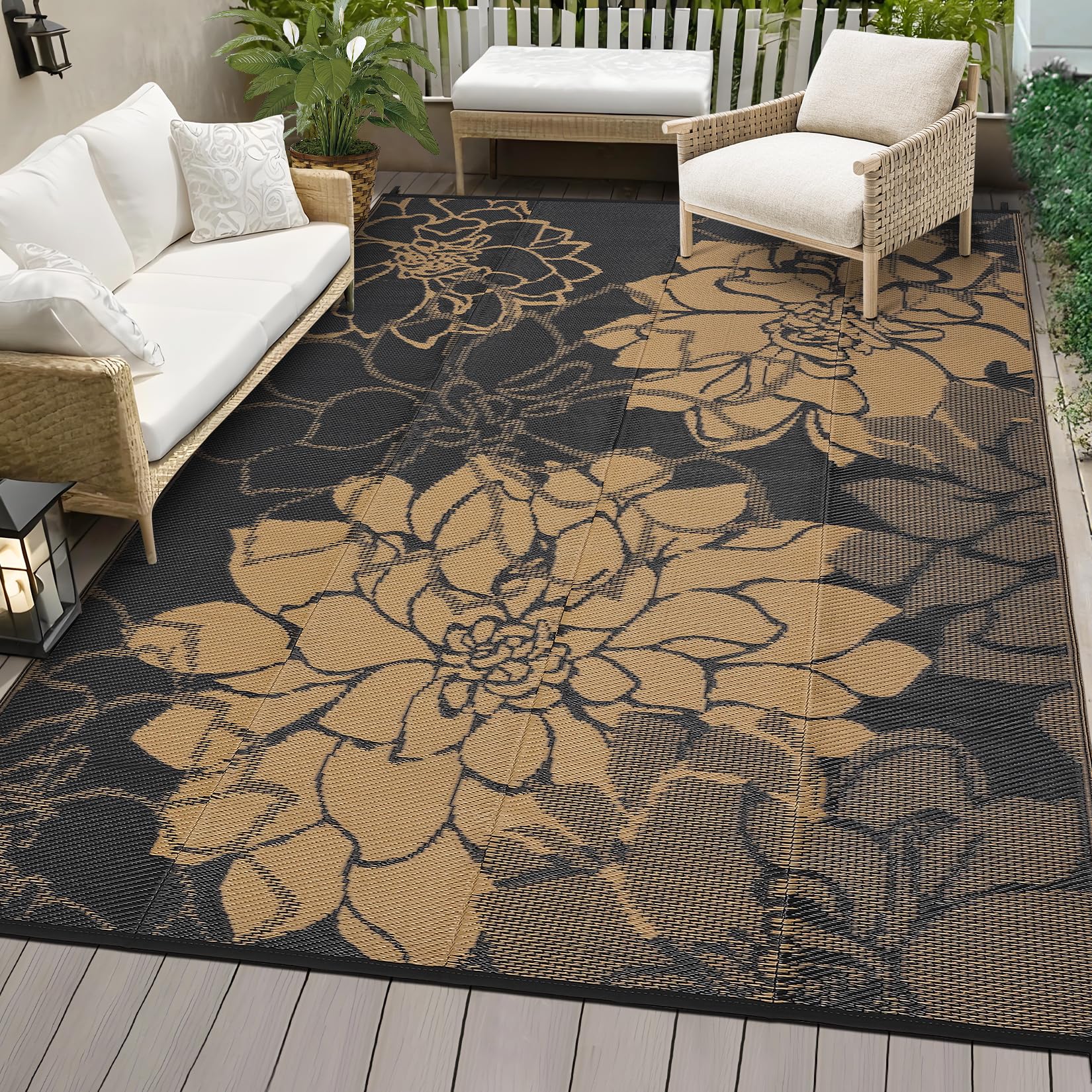 9x18 Rug Garvee Large Outdoor Rug 9x18 Waterproof Reversible Floral Design Plas