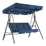 Garvee 3-Seat Outdoor Swing Chair – Heavy-Duty Steel Frame, Adjustable Waterproof Canopy, Cozy Cushions, Comfortable Patio Glider Bench for Garden, Backyard, or Lawn, Blue - Pure Blue