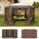 Garvee 13x13 ft Screen Tent with 6 Wind Panels - Instant Setup Outdoor Canopy, Wind & Rain Resistant Shelter with Full Mesh Walls for Camping, Backyard and Garden,Khaki - Beige & Khaki