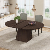 Garvee Space-Saving Extendable Dining Table – Convertible Oval Table with Hidden Leaves, Under-Table Storage, Sturdy Metal Pedestal Legs – Adjustable 47"-63" for 4-8 – Perfect for Small Dining Rooms – Brown-Red