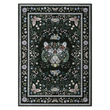 Garvee 9' x 12' Black Tiger Floral Area Rug, Washable Non-Slip Low-Pile Carpet for Living Room, Bedroom and Dining Room - Black