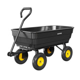 Garvee 600 lb Heavy-Duty Poly Garden Dump Cart, Utility Wagon with Quick-Tilt Dump System, 10" No-Flat All-Terrain Wheels, Convertible Tow Handle & Reinforced Steel Frame for Yard, Soil, Rocks & Landscaping, Black/Yellow - Black+Yellow