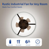 Garvee Flush Mount Ceiling Fan - 20" Caged Fandelier with LED Light, Remote Control, Quiet Motor, Reversible Airflow, 10%-completely Dimmable, Low Profile - Black, 20 inches