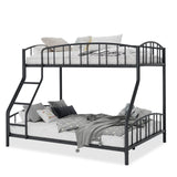 Garvee Space-Saving Twin Over Full Metal Bunk Bed - Heavy Duty Steel Frame - Sturdy Arched Guardrail & Ladder - Noise-Free Slats - No Box Spring Needed - Ideal for Kids, Teens, Adults - Black, Upper: Twin, Lower: Full - Black