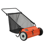Garvee 21" Push Lawn Sweeper with 4-Brush System, Heavy Duty Steel Yard Leaf Collector, Adjustable Height, 3.5 Cu Ft Bag, Manual Grass & Lawn Cleaner Orange - Orange